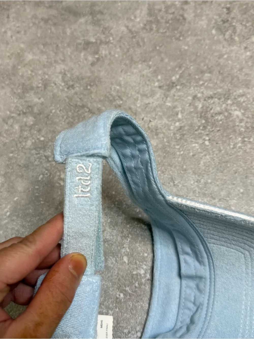 Vintage Y2K deadstock Limited Too Terrycloth Visor Initial M Embellishment blue
